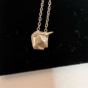 (NEW) MasBisjoux Petit Magix Unicorn
 Rose Gold w/ Diamond chip Necklace